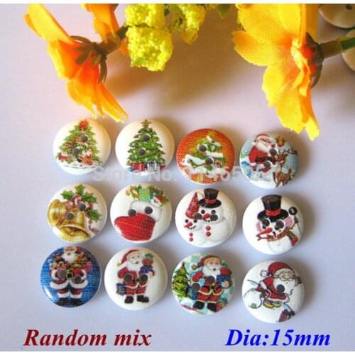 100 pcs/lot 15mm Random Mixed Christmas Buttons Scrapbooking Jewelry Findings Garment Accessory accessories