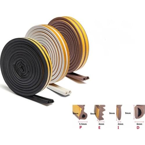 5m sealing strip self-adhesive E/D/P/I type door and window anti-collision rubber strip foam sound insulation strip