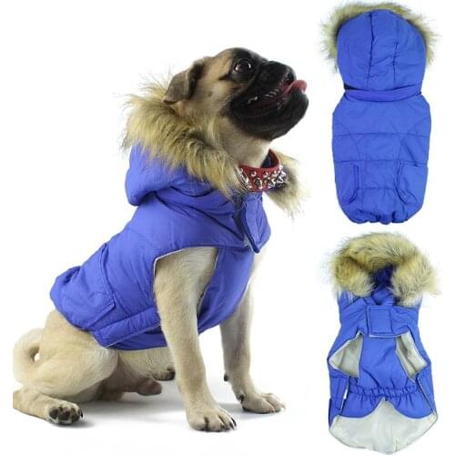 Removable Hat Winter Pet Dog Clothes Jacket For Chihuahua Super Warm Coat Puppy French Bulldog Hooded Fur Easy-Wear Coats Vest