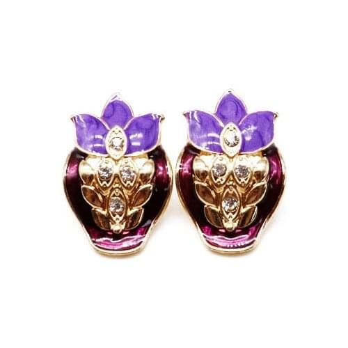 Purple Enamel Geometric Alloy Earring