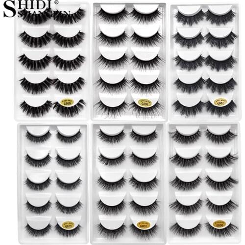 SHIDISHANGPIN 50 lots wholesale mink eyelashes hand made false eyelash natural long 3d mink lashes makeup natural false lashes G