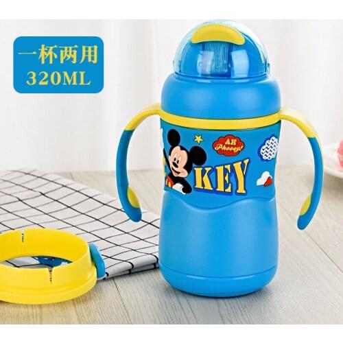 Disney Children Straw with Handle Insulation Cartoon Portable Antichoke Drinking Cup for Infants and Children
