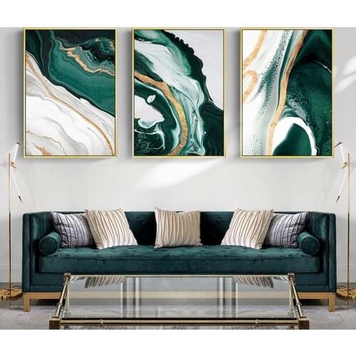 Modern Abstract Gold Foil Lines Green Texture Canvas Art Painting for Dining Living Room Bedroom Poster and Prints Picture Decor