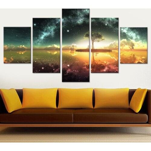 Modern Home Decoration On Posters Canvas Frame 5 Panel Animation Landscape Living Room Wall Art HD Printed Painting Pictures
