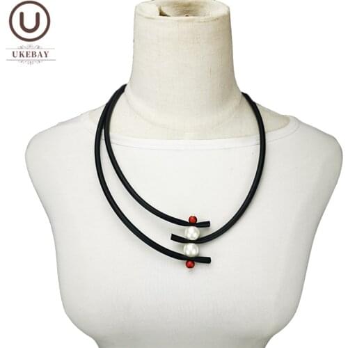 UKEBAY New Ethnic Sweater Chains Rubber Hollow Pendant Necklaces Women Handmade Jewelry Necklace Goth Clothes Accessories Choker