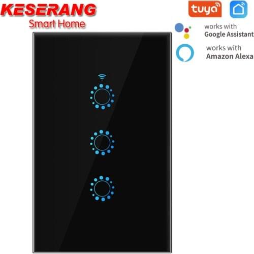 Tuya Wifi Smart Touch Switch US Remote Control 3 Gang 1 Way AC 950V/250V Wireless Wall Light Switch for Smart Home Voice Control