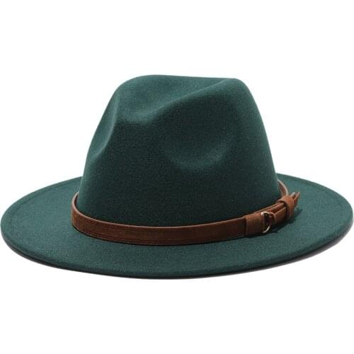 2020 winter fedora hats for women fashion Flat wide Brim Wool Felt Jazz Fedora Hats for men red goth top vintage wedding Hat