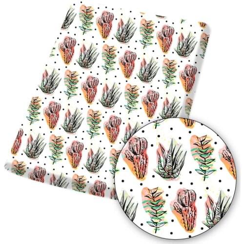 Polyester Cotton Fabric Nordic Greenery Painted Cloth Sheet Handmade Mask Bag Home Textile DIY Dress Supplies 45*145cm 1pc