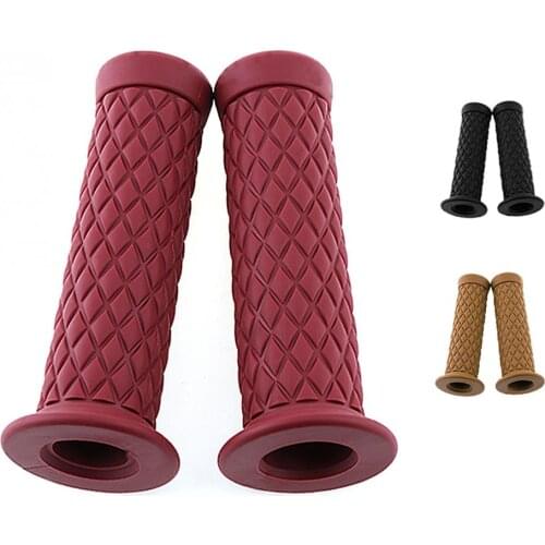 2PCS 22mm Universal Retro Rubber Handlebar Hand Grip with Polychromatic Selectable for Halley Motorcycles