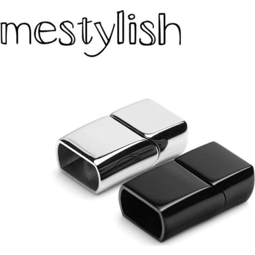2Pcs/lot Mestylish 12*6mm Stainless Steel Oblate Buckle BLack Magnet Clasps Fit Diy Handmade Jewelry Findings