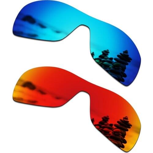 SmartVLT 2 Pieces Polarized Sunglasses Replacement Lenses for Oakley Antix Ice Blue and Fire Red