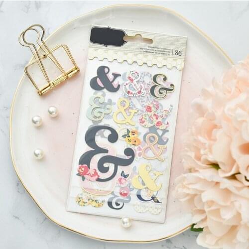 36pcs Symbol & 3D Cardstock Die Cut Stickers for Scrapbooking Happy Planner/Card Making/Journaling Project Craft