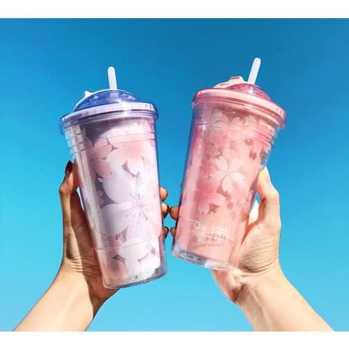 Water bottle Ice cup plastic water cup summer straw hand cup female creative gift custom wholesale plastic cup hydro flask