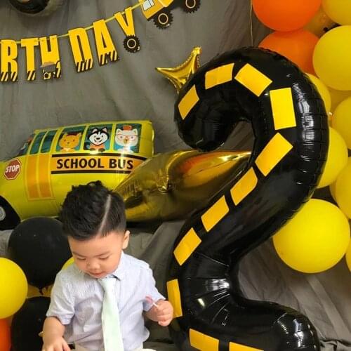 Kids Birthday Number Balloon 32inch Black Number Balloon Construction Party Vehicle Party Baby Shower Birthday Party Supplies
