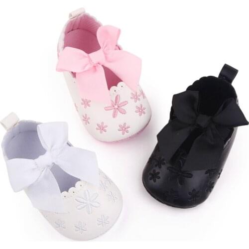 Baby PU Leather Baby Boy Girl Baby Moccasins Moccs Shoes Bow Flower Print Soft Soled Non-slip Footwear Crib Shoes Princess shoes