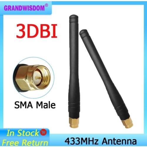 433MHz antenna 3dbi SMA Male Connector 433 mhz antena rubber waterproof for wireless watermeter Gasmeter Lorawan Emeter