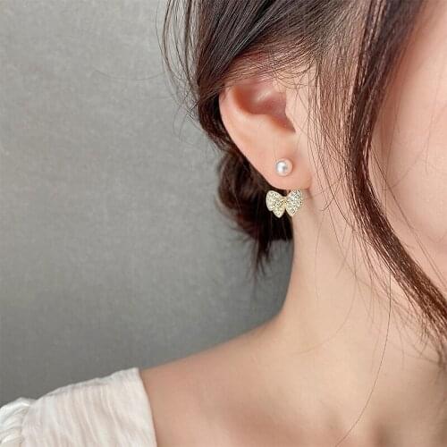 Karopel Fashion Exquisite Zircon Pearl Earring Woman Simple Cute Star Bear Crystal Statement Earring Jewelry Gift Korean Earring