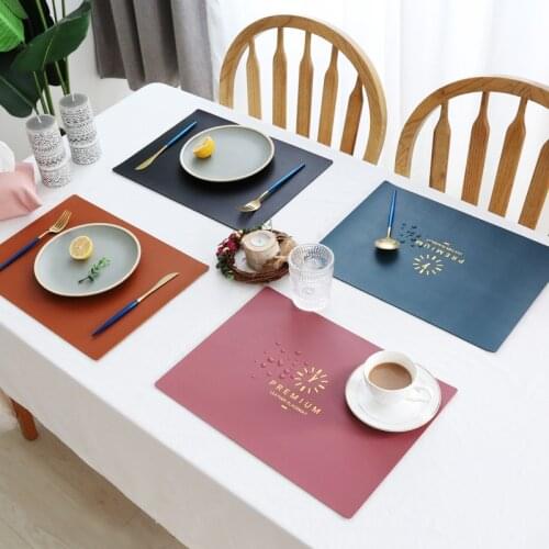 Leather Placemat Tableware Pad Oil Water Resistant Heat Insulation Non-Slip Tablemat Coaster Set for Kitchen Washable Cup Pads