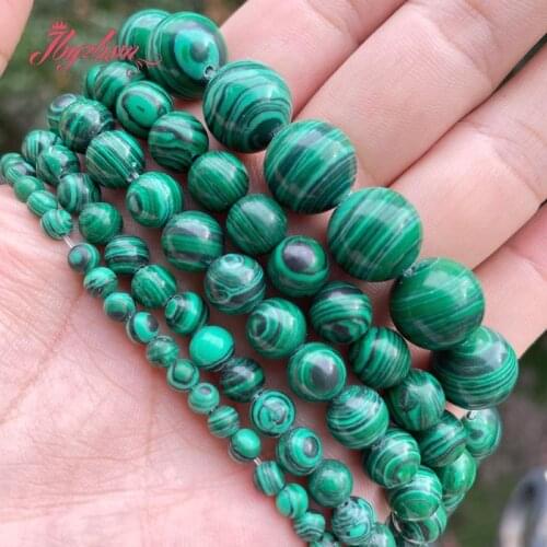 Round Green Artificial Malachite Loose Stone Beads 15" 6/8/10mm for DIY Accessories Women Men Necklace Bracelets Jewelry Making