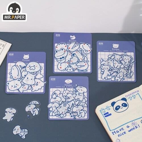 Mr.paper 4 Kinds Of Design Hundred Percent Vitality Series Creative Cute Animal Hand Account DIY Decoration PET Collage Sticker