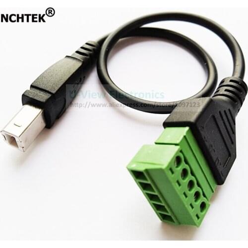 NCHTEK USB 2.0 B Male to 5Pin/Way Female Bolt Screw Shield Terminals Pluggable Type Adapter Cable/Free Shipping/2PCS