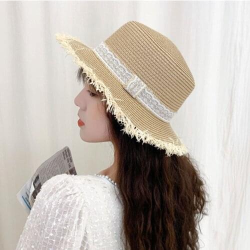 2021 New Seioum Tide Section Burr Straw Hat Ladies Fashion Jazz Hat Wild Couple Beach Sun Hat