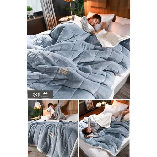 Solid Lamb Cashmere And Velvet Fabric Warm Winter Wool Quilt Thicken Comforter Blanket King Queen Single Size Camelhair Duvet