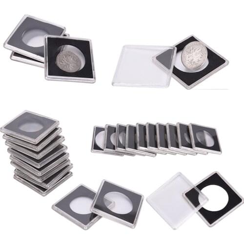 Plastic Box Coin Holder Capsules Container Coin Transparent Gaine Coin Square Storage Box Display