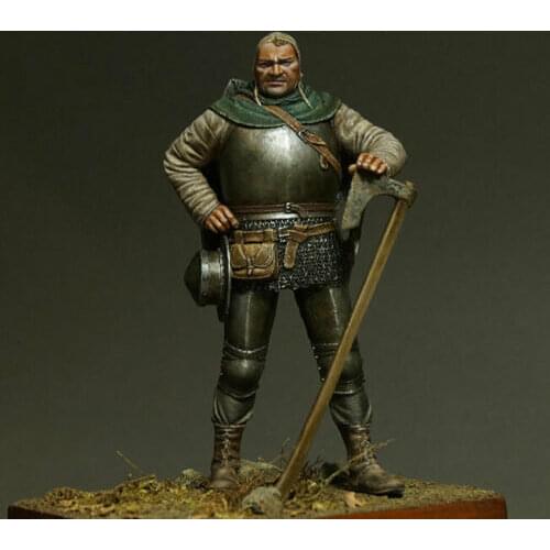 1/24 75mm ancient man stand with hat (WITH BASE ) Resin figure Model kits Miniature gk Unassembly Unpainted