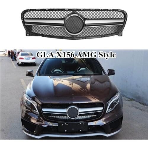 Front Bumper Mesh Grill Grille For M-ercedes B-enz GLA Class X156 GLA200 GLA250 GLA45 2014-2019 ABS AMG Style Car Grille