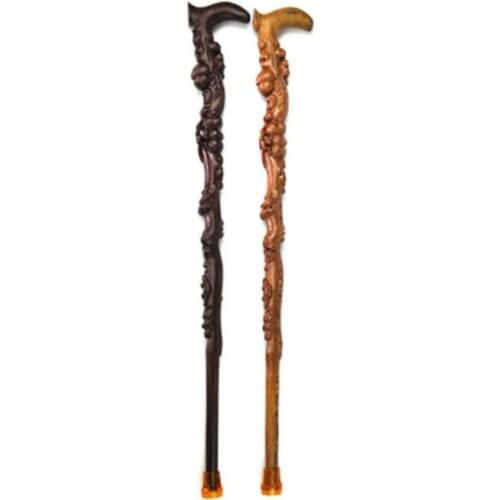 Hand carving A cane Chicken Wing Wood walking sticks Black Sandalwood Shoutao Integrated Crutches Red Wood Carving Crutches
