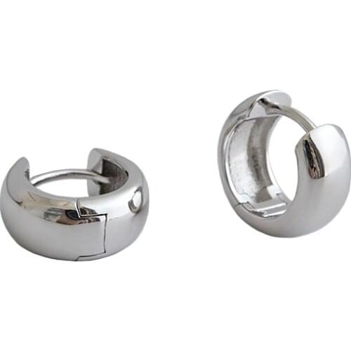 Minimalism Real 925 sterling silver circle hoop earrings for women fine jewelry, simple female hoops earings silver accessories