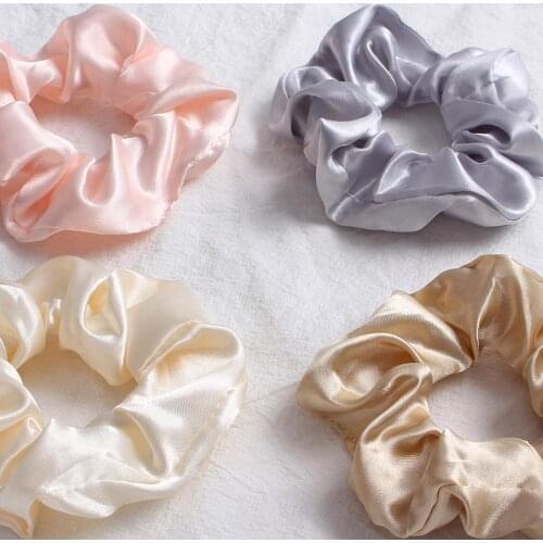 Silky Satin Women Hair Scrunchies Sweet Cute Elastic Hair Bands Candy Color Soft Hair Ring Ponytail Girls Hair Accessories
