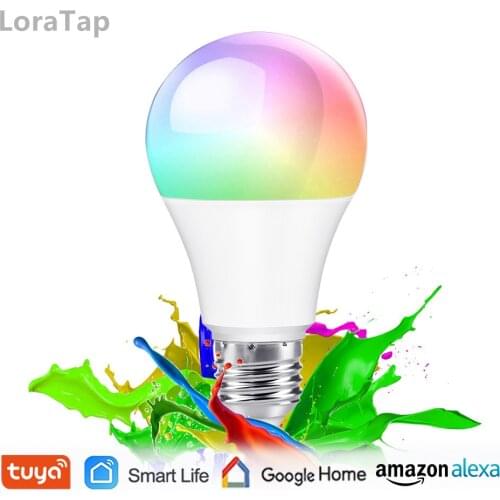 Tuya Smart Life APP Dimmable E27 WiFi RGB LED Bulb Light Voice Control by Echo Alexa Google Assistant 2.4G WiFi Timer Control