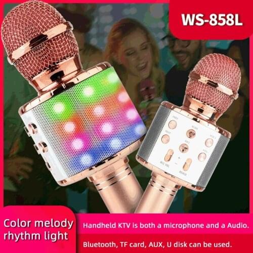 LED Flashing Wireless Condenser Microphone 858L Comes With Audio Mobile Phone K Song Equipment Bluetooth Live Mic