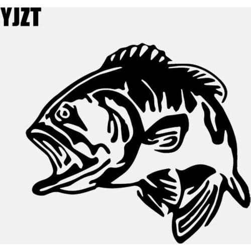 YJZT 15.8CM*14.1CM Cute Bass Fish Vinyl Decal Graphic Car Sticker Decor Black/Silver C24-1022