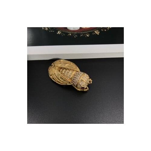 Medieval style antique vintage brass gilded retro gold cicada brooch