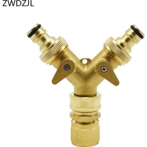 Irrigation Brass 2 way tap Y-Connector 5/8 Garden tap Irrigation valve water splitter connectors 3/4 Sealing ring Splitter 1pcs