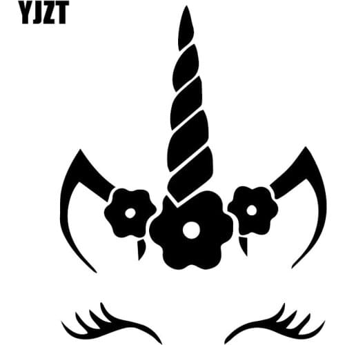 YJZT 13.6X17.4CM Unicorn Face Cute Art Vinyl Decal Car Window Decoration Stickers C25-1141
