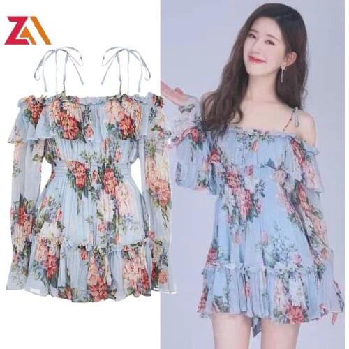 ZALady Korean chic mini dresses for women elegant slash collar sexy party night club summer short dress femme vestidos clothes