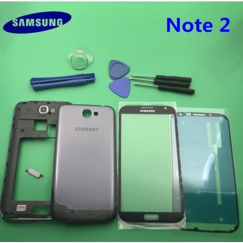 Replacement Parts for Samsung galaxy Note 2 N7100 housing full set Cover Carcase case siii Accessories+Screen Glass Lens