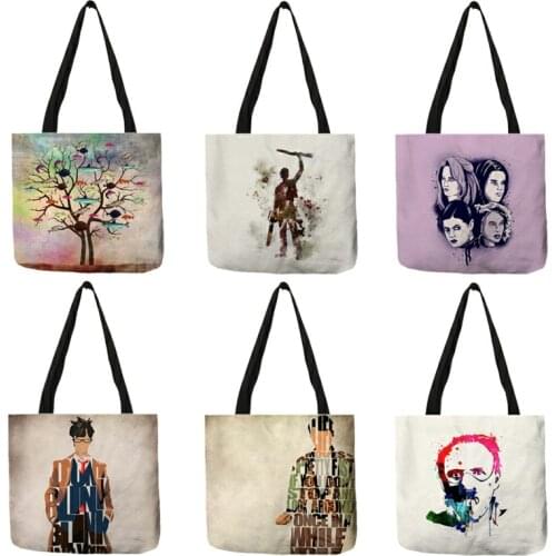 2020 Womens Shoulder Bag Horror Movie Character Digital Art Print Tote Handbag Reusable Cloth Shopping Shopper Bags B13138