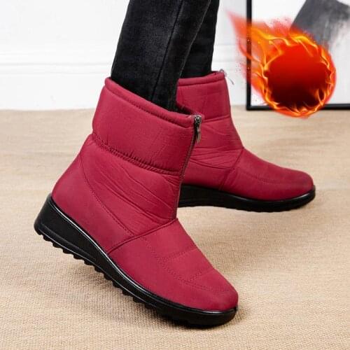 Ankle Women Boots 2021 New No-slip Casual Snow Boots Women Shoes Warm Plush Soft Solid Color Simple Wedge Sneakers Plus Size