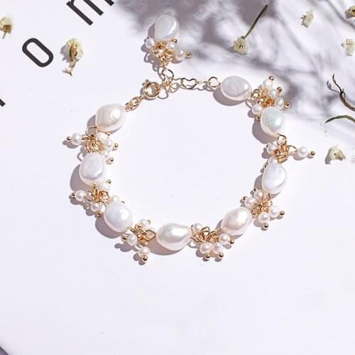 Baroque Freshwater Pearl Irregular Women Bracelets On Hand Chain Bangles Jewelry Aesthetic Fashion Female Popular Now New 2021