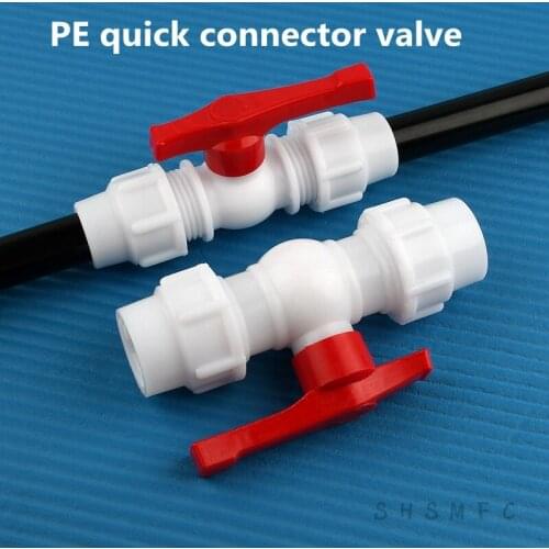 1-10Pcs 20~32mm White PE Pipe Union Valve Quick Connector Water Pipe Fittings Ball Valve Agricultural Irrigation Accessories