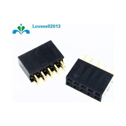 10PCS 2X5Pin 10P 2.54mm Double Row Female Straight Header Pitch Socket Pin Strip