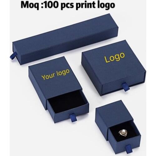 10Pcs/lot Wholesale Manufacture Custom pink color drawer Paperboard box with hot stamping gold logo packaging jewelry boxes