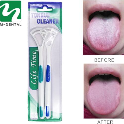 2 pcs/Pack Tongue Scraper Remove Bad Breath Tongue Coating Cleaner Fresh Breath Make Oral Mouth Hygiene Toothbrush Cleaner Tools