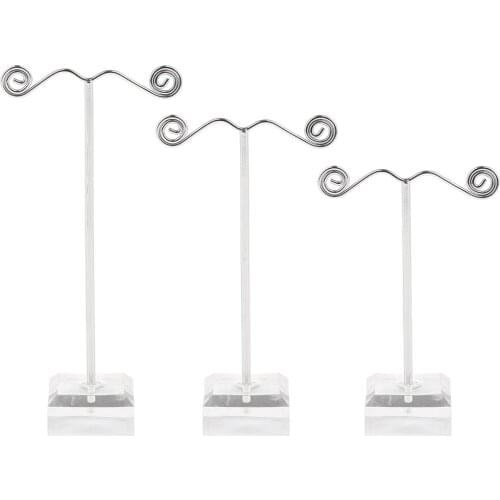 3pcs Metal Jewelry Necklace Ring Earrings Display Stand Show Case Rack Organizer