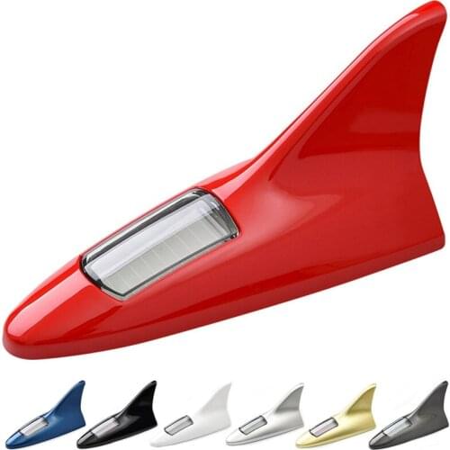 4 LED Light Simulation Shark Fin Car Radio Aerials FM Signal Design Shark Antenna For All Cars Aerials Antenna Car Styling